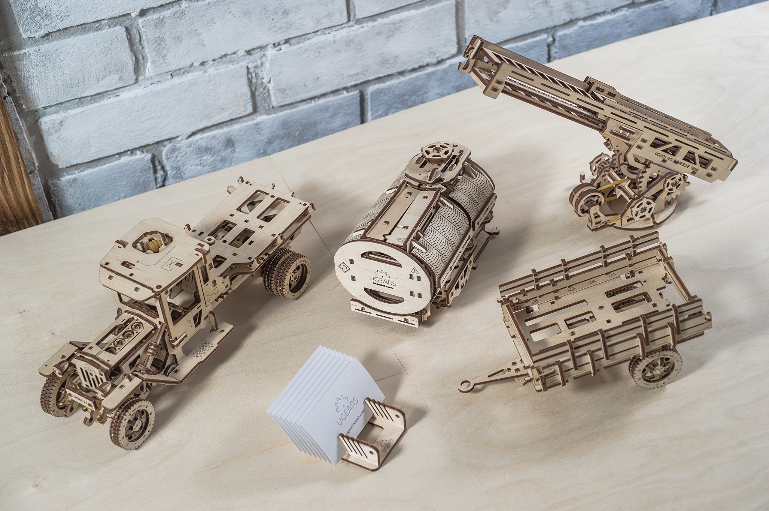 Ugears Combo Offer 2 in 1 – Truck UGM-11 + Set of Additions for Truck UGM-11 | STEM Learning DIY Kits for Adults - Wooden Truck, Tanker, Trailer and Fire Ladder Construction Set Puzzles for Kids