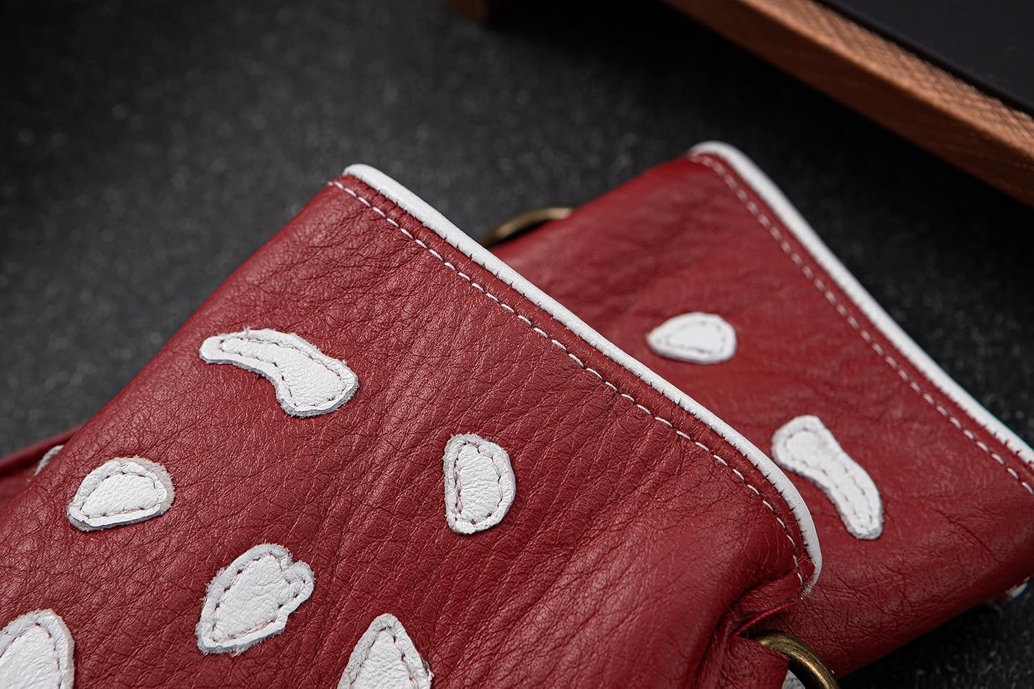 NappaNovum Deerskin Leather Non-Slip Skeleton Motorcycle Warm Lining Winter Gloves for Men,Gloves for Cycling and Riding