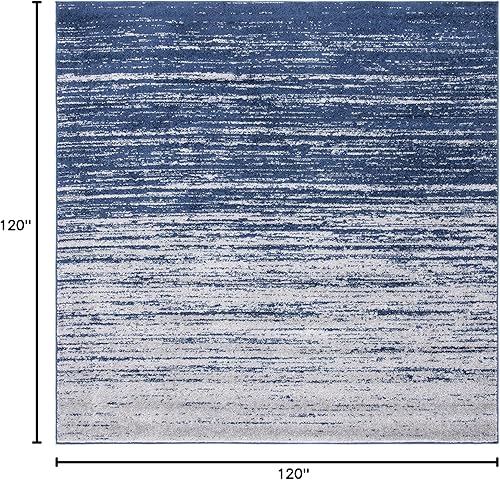 Miniatura 2 de SAFAVIEH Adirondack Collection - Alfombra cuadrada, 10 pies, azul marino y gris, diseño moderno degradado, ideal para zonas de alto tráfico en sala