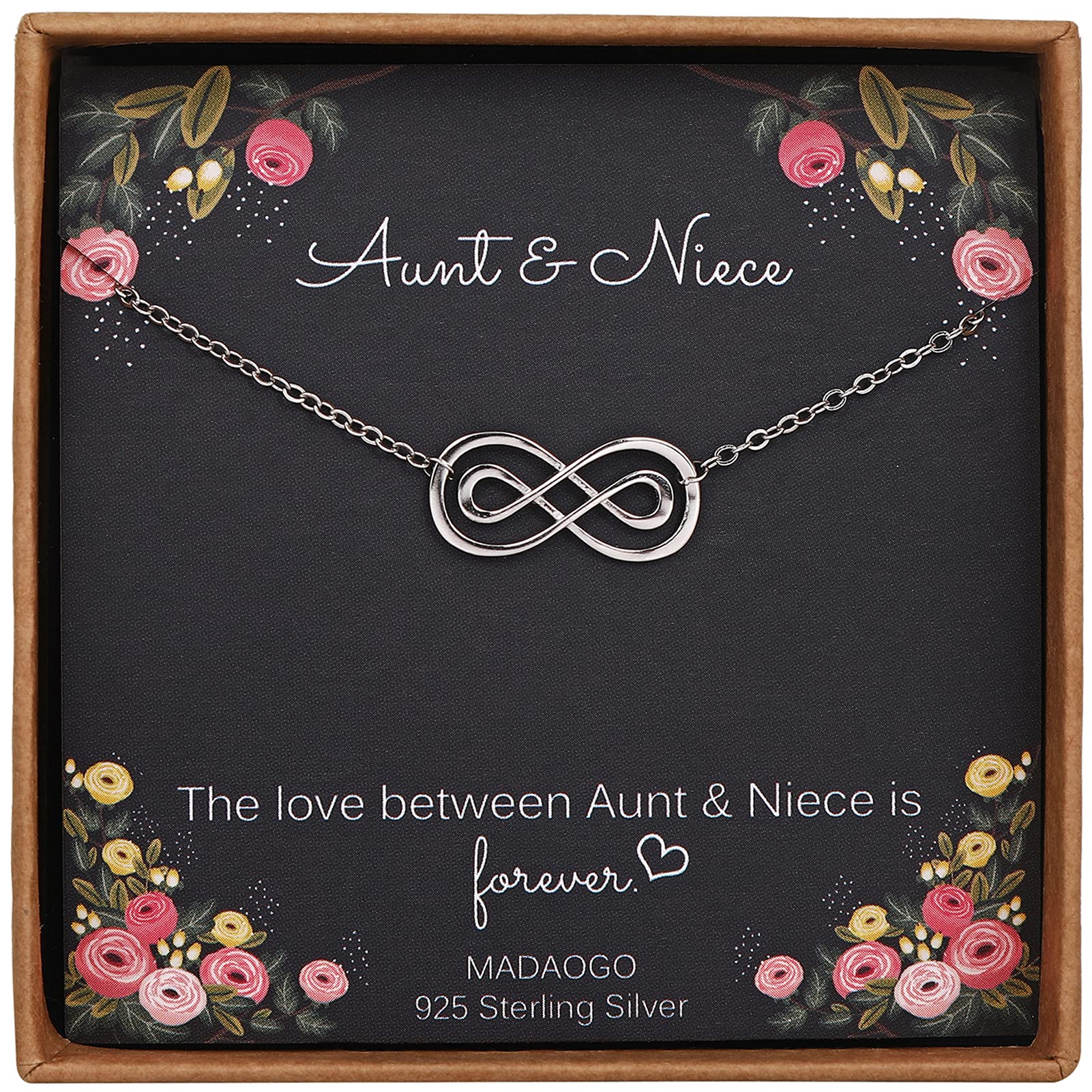 Aunt Niece Necklace, Infinity Necklace for Women, Niece Gifts from Aunt, Mothers Day Jewelry Birthday Gift for Aunt and Niece