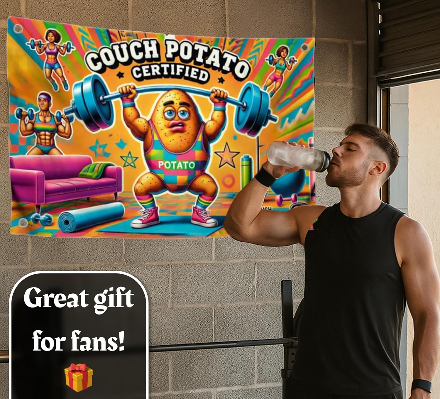 3x5 Ft Polyester Flag with 4 Brass Grommets - Flag with Gym Couch Potato Certified for Wall Decoration - Multicolored Single SidedBanner for Bedroom and Teen Boys or Funny for College Room Banners - Image 5