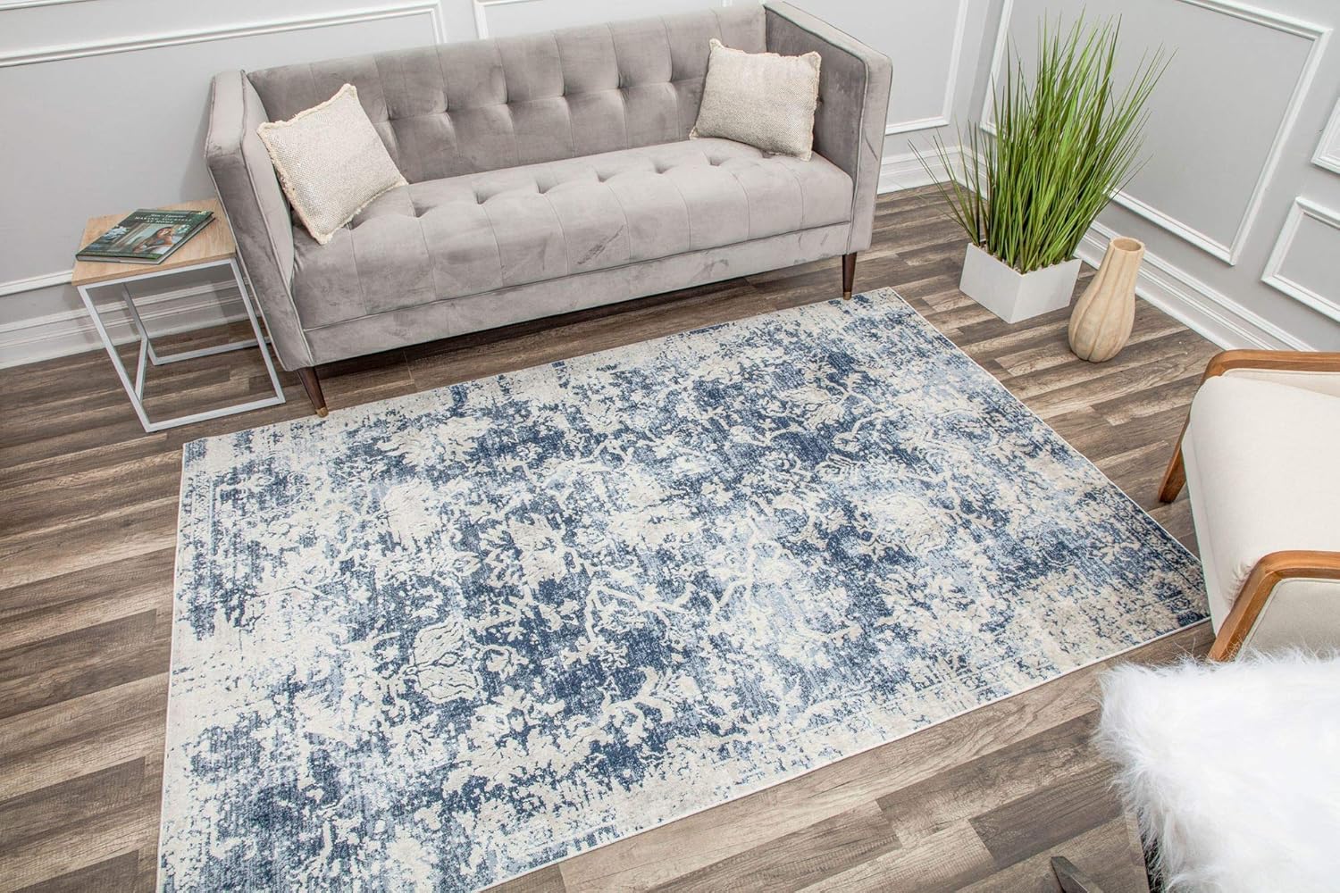 Rugs America Prescott PS55A Monterey Blue Transitional Vintage 2x4 Area Rug, 2'6" x 4'
