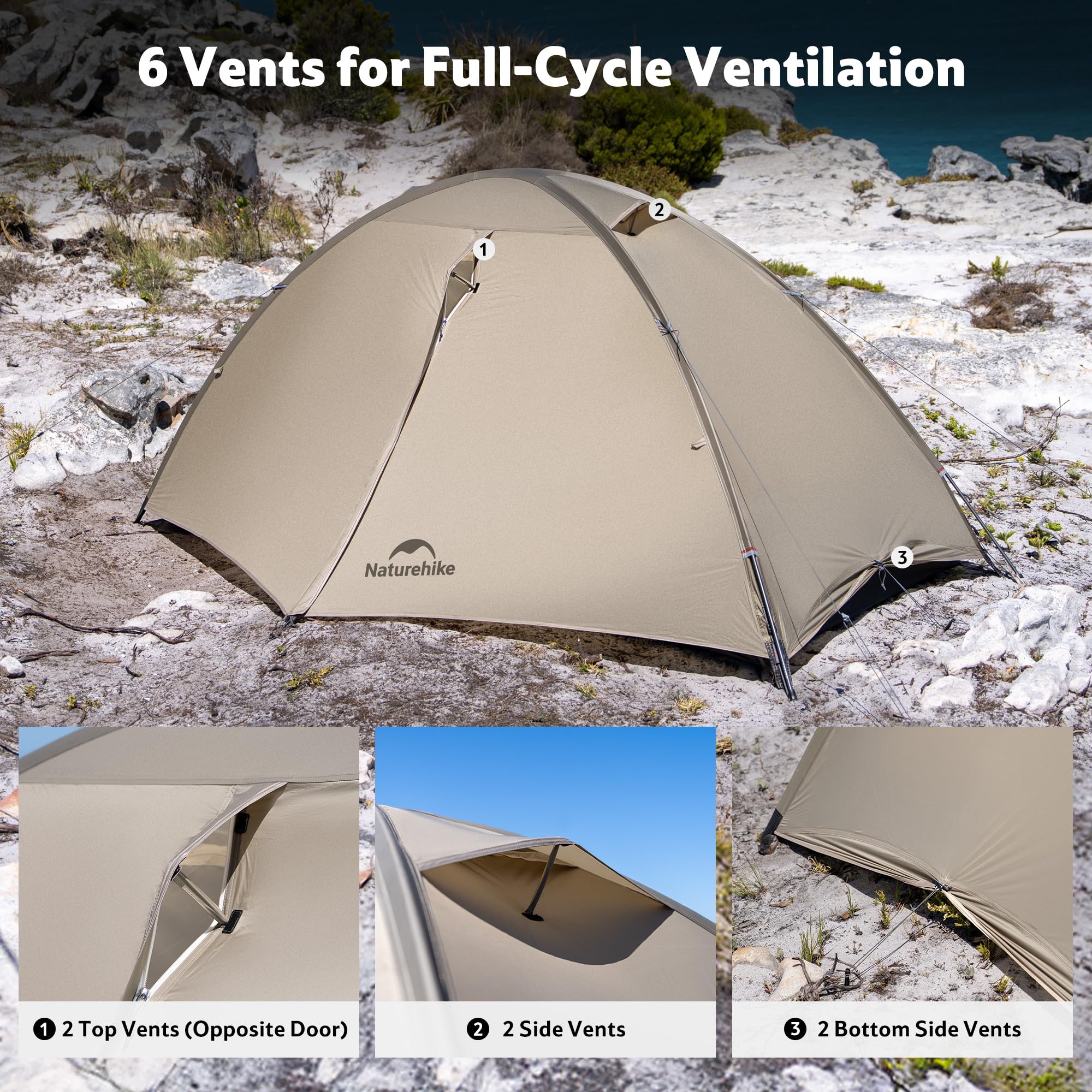 Naturehike Tienda de campaña Giling Pro/UL para 1-2 personas, 4 estaciones, fácil instalación, ultraligera e impermeable para mochileros, senderismo y exteriores