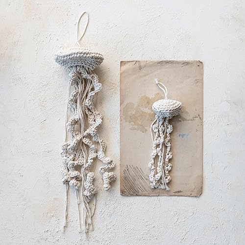 Miniatura 3 de Creative Co-Op Adorno de medusa de macramé de algodón, natural