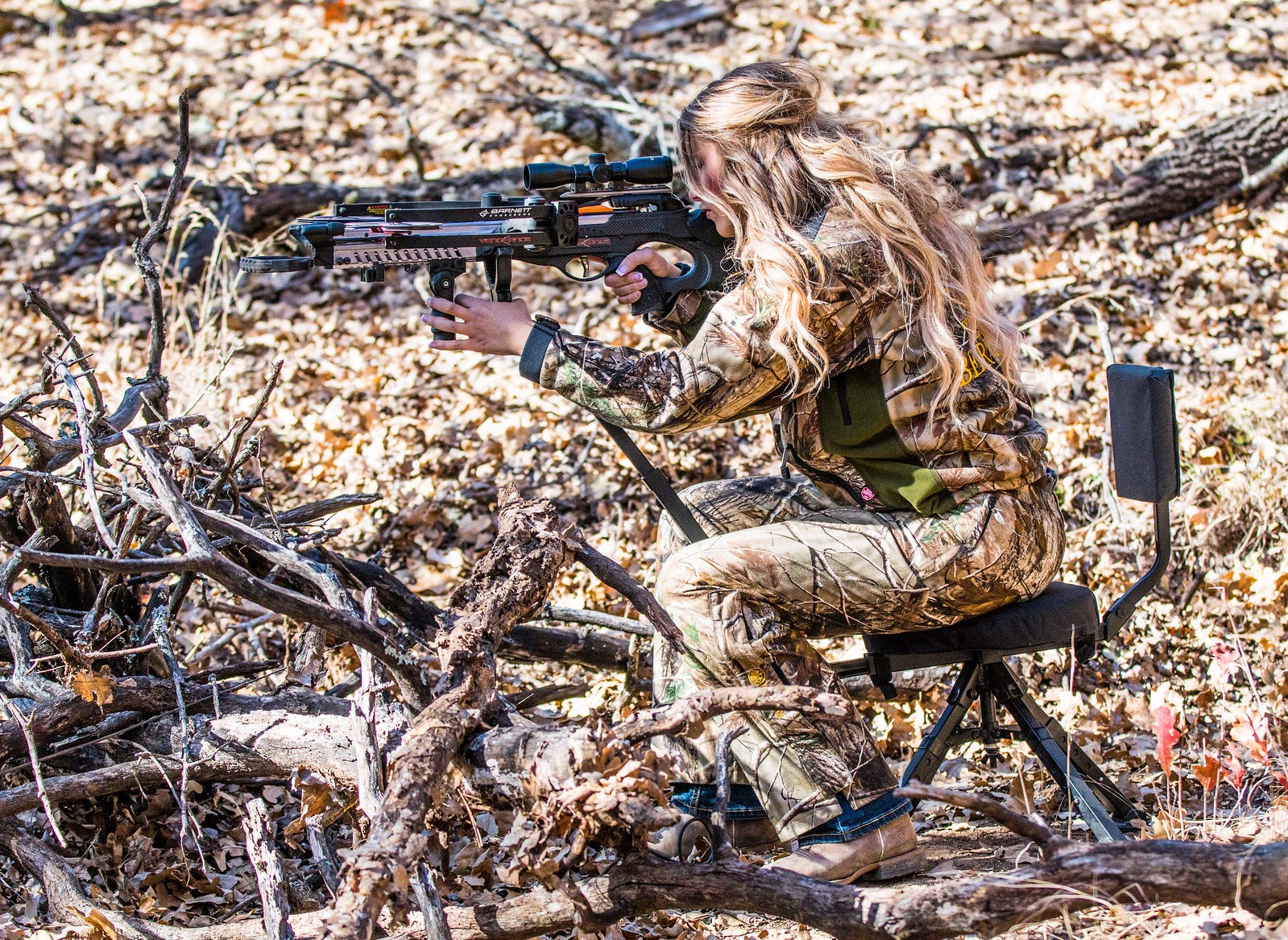 BenchMaster Bodenrollo und Schießstuhl | Beidhändig verwendbarer Allstahl-4-Bein-Stuhl für die Jagd | Jagdstuhl und Bodenrollo mit Gummiauflage | BMGBSC2