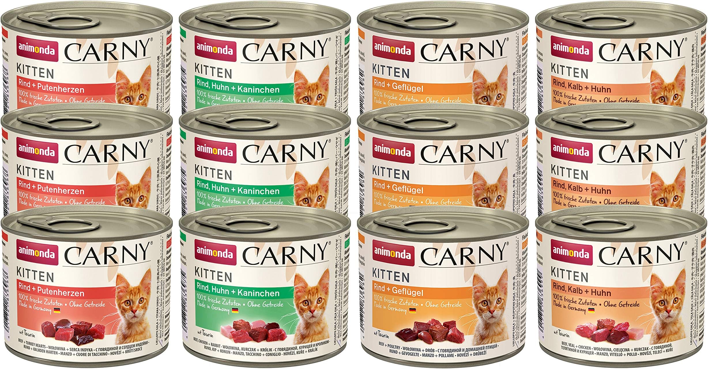 animonda Carny Kitten cat food, wet food for cats up to 1 year, mixed, 12 x 200g