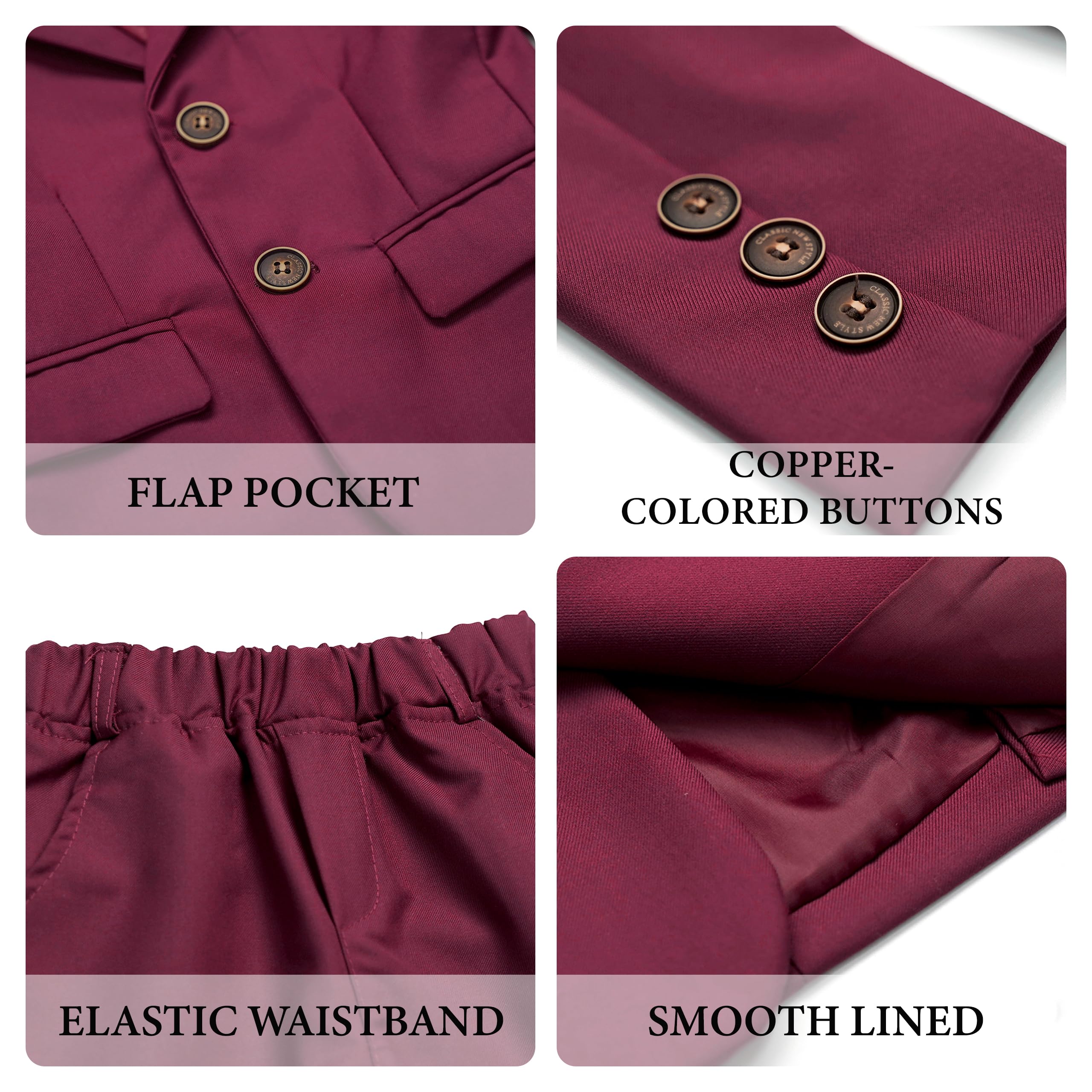 LOLANTA Ensemble de Costume pour garçons, 2 pièces Ensemble de Blazer et Pantalon pour Enfants, vêtements de Loisirs ou Robe de soirée de Mariage 2-13 Ans