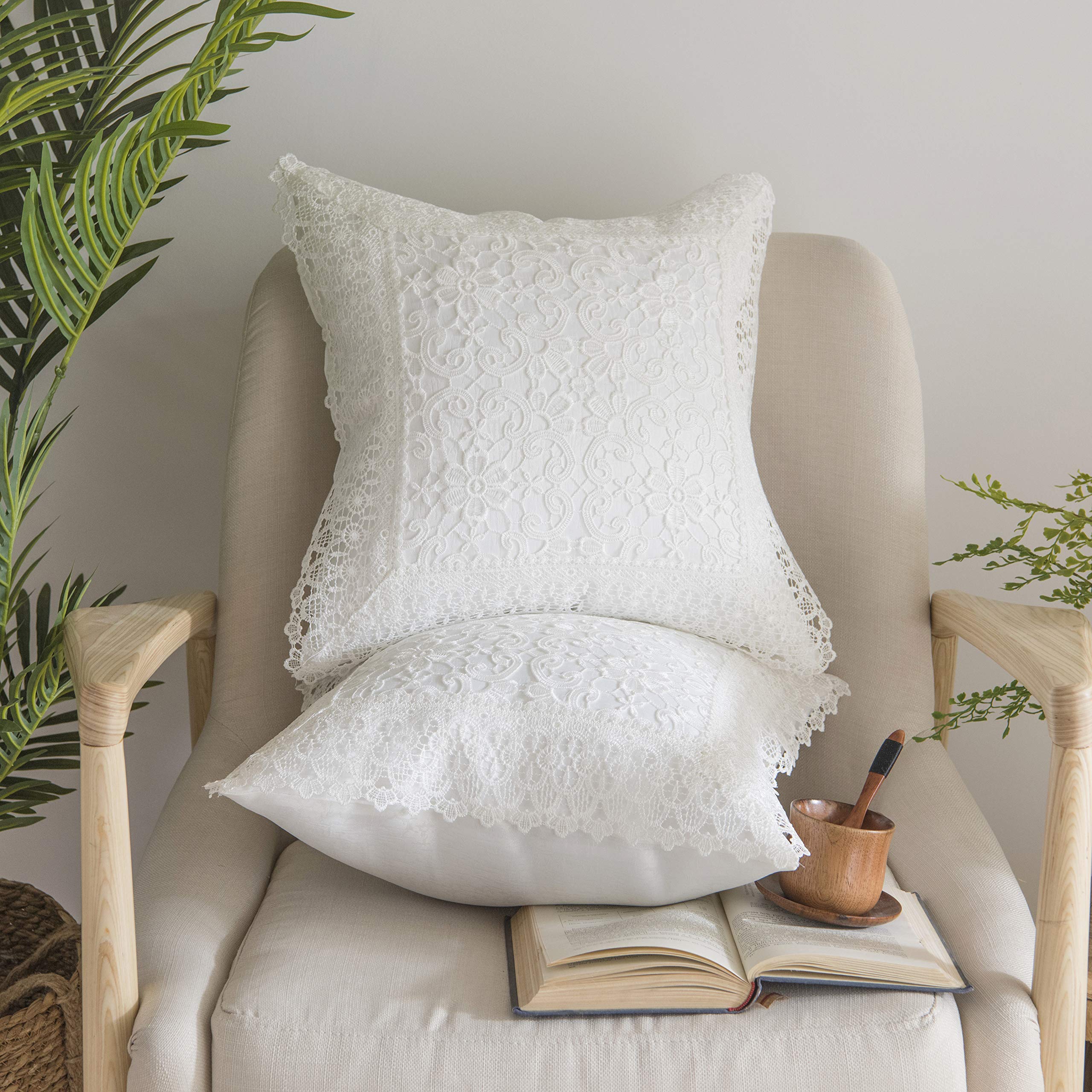 MIULEE Juego De 2 Fundas De Almohada Cuadradas Decorativas De Poliéster Suave Y Sólido Para Sofá, Dormitorio, Automóvil, 18 X 18 Pulgadas