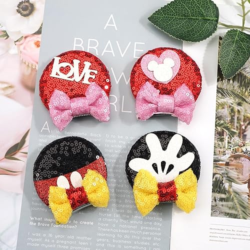 Miniatura 8 de 8 pinzas para el cabello con lentejuelas y orejas de ratón, pinzas para el cabello para mujeres y niñas, accesorios para el cabello para disfraces,