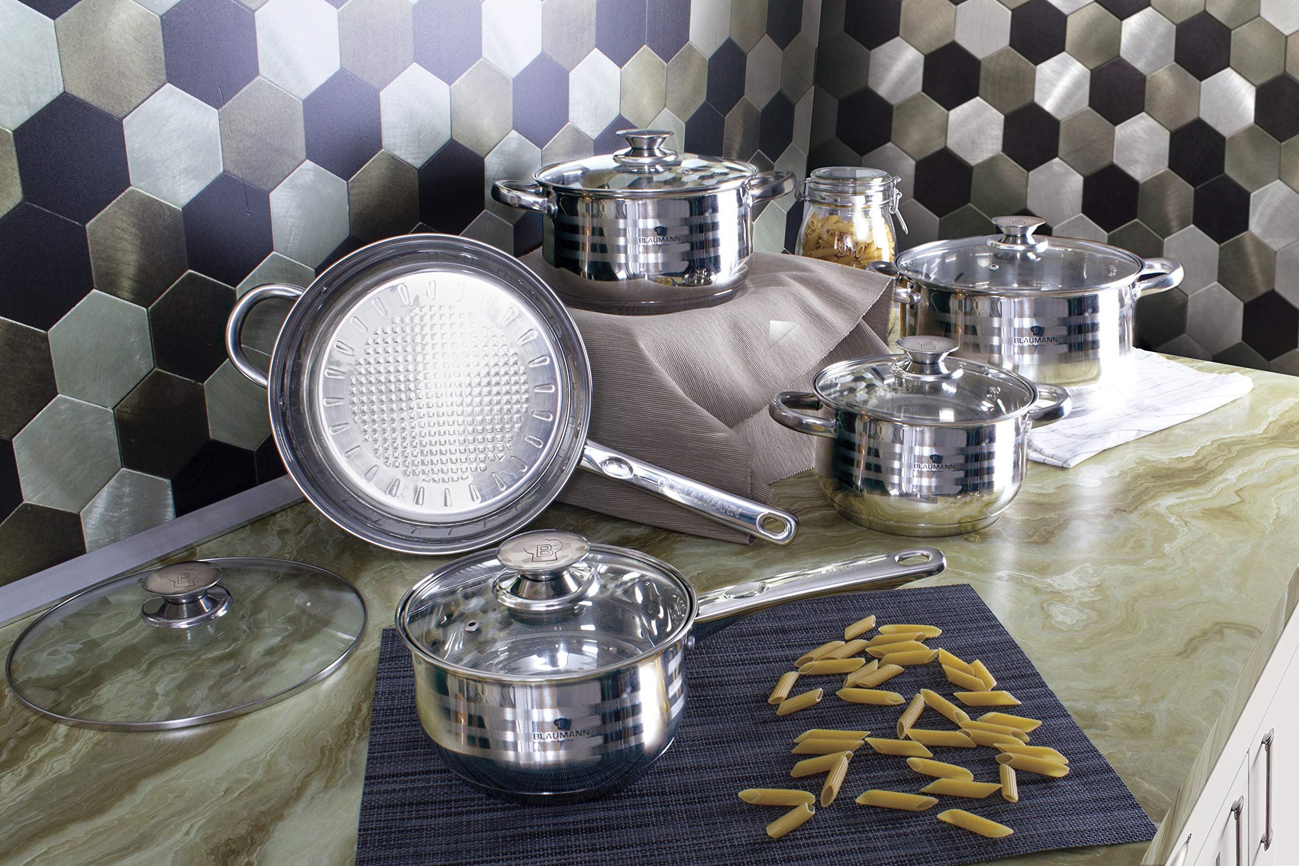 Blaumann Bleu Homme Batterie de Cuisine 10 pièces Jumbo Gourmet Line