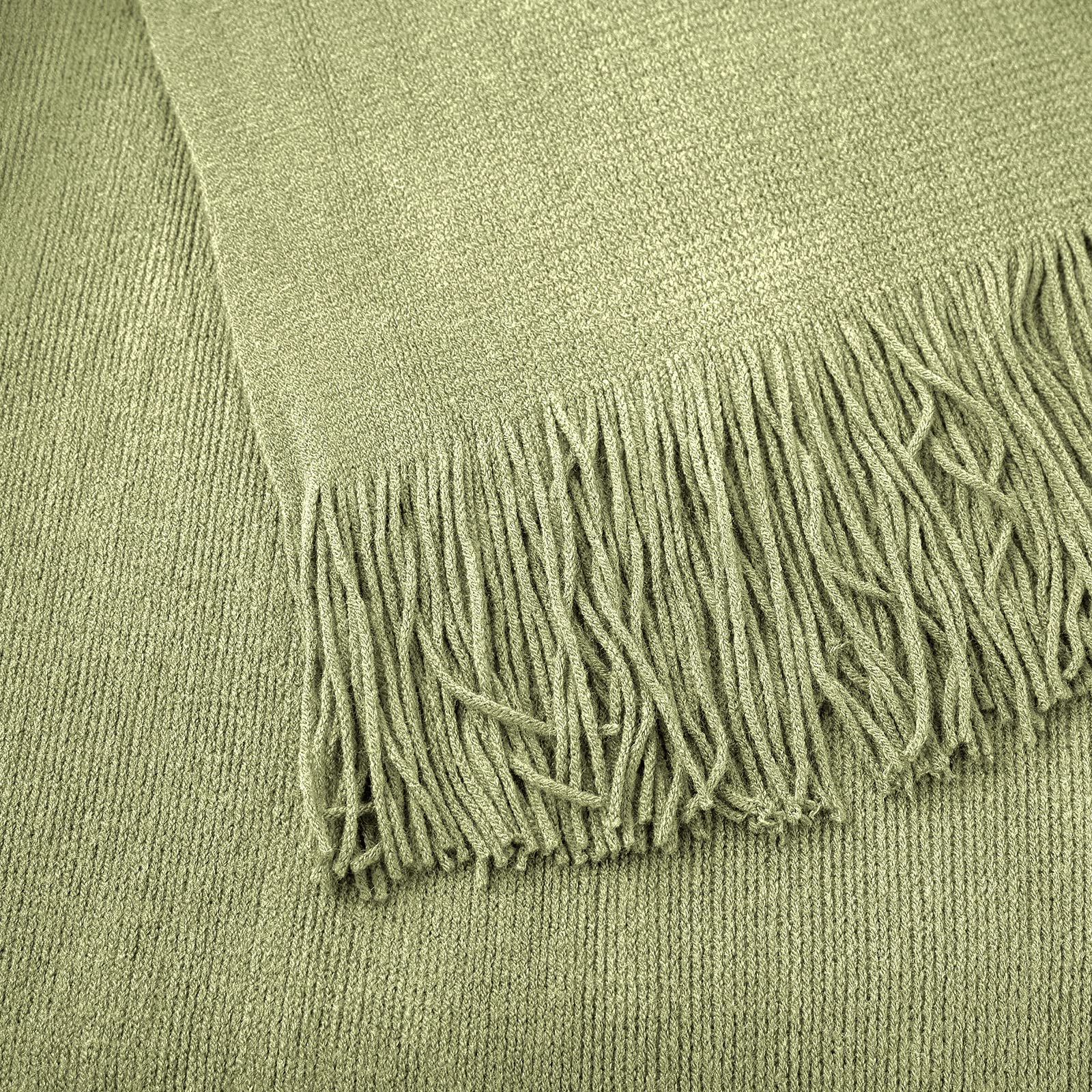 Vonty Coperta lavorata a maglia verde salvia con nappe frange 127 x 152,4 cm, coperta in maglia super morbida, decorativa per divano, letto