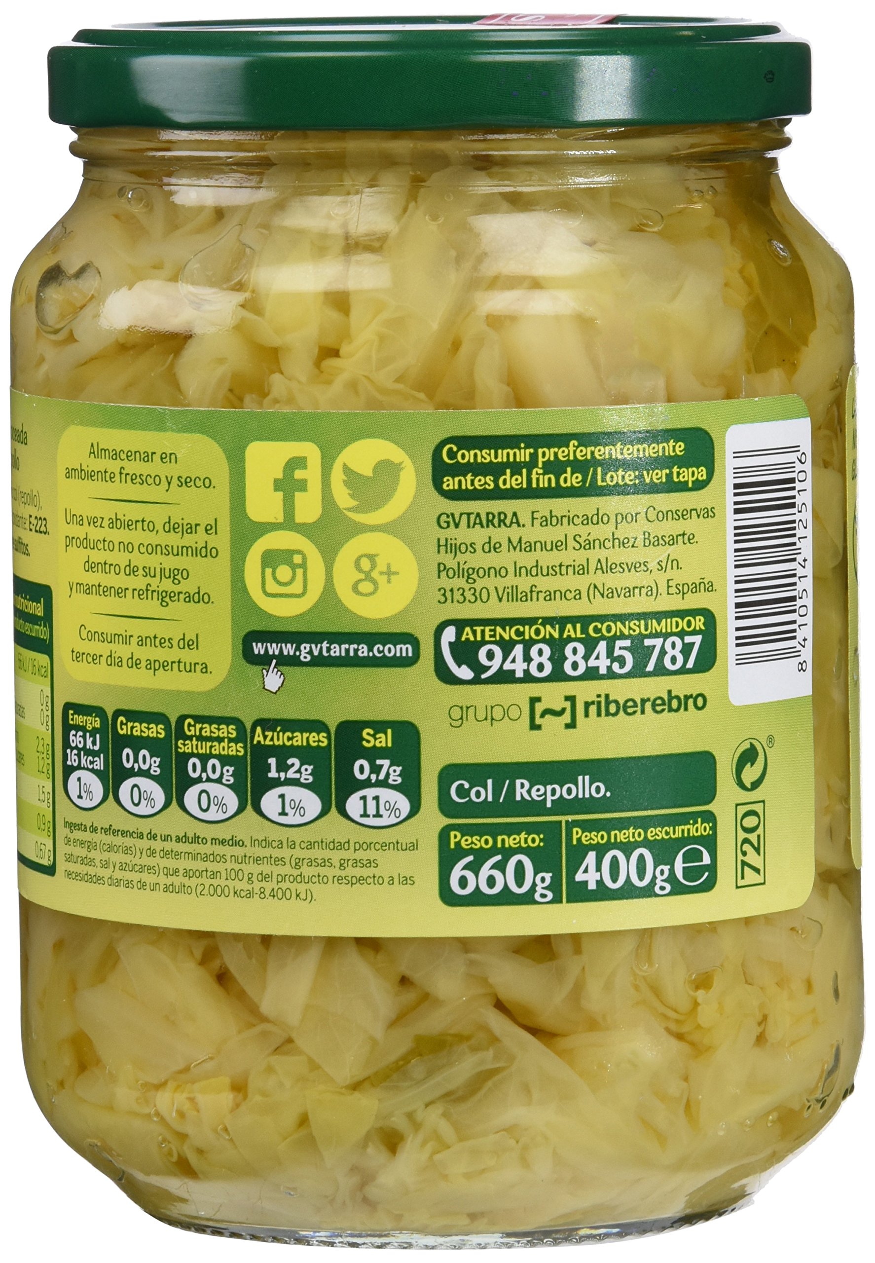 Gvtarra Col-Repollo Paquete 6 x 400 gr