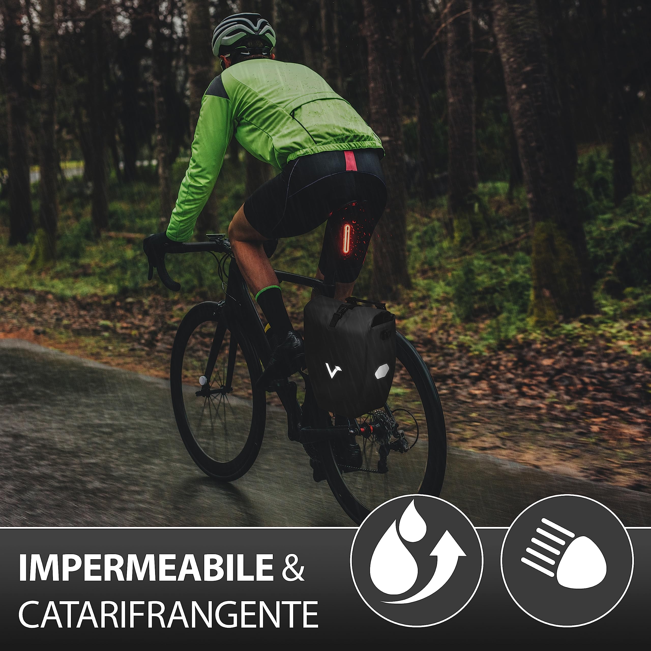 Valkental - Borsa portabagagli grande e impermeabile - Volume di riempimento 28 & 20 litri - Borsa da bicicletta per portabagagli (Nero, 20L)