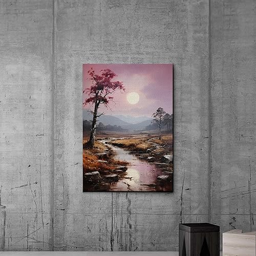 Horizontal Wall Decor, Vintage Nature Mountain Prints Mailed Art Print, Above Bed Decor, Long Canvas Wall Art, Farmhouse Bedroom, Canvas Prints, Art
