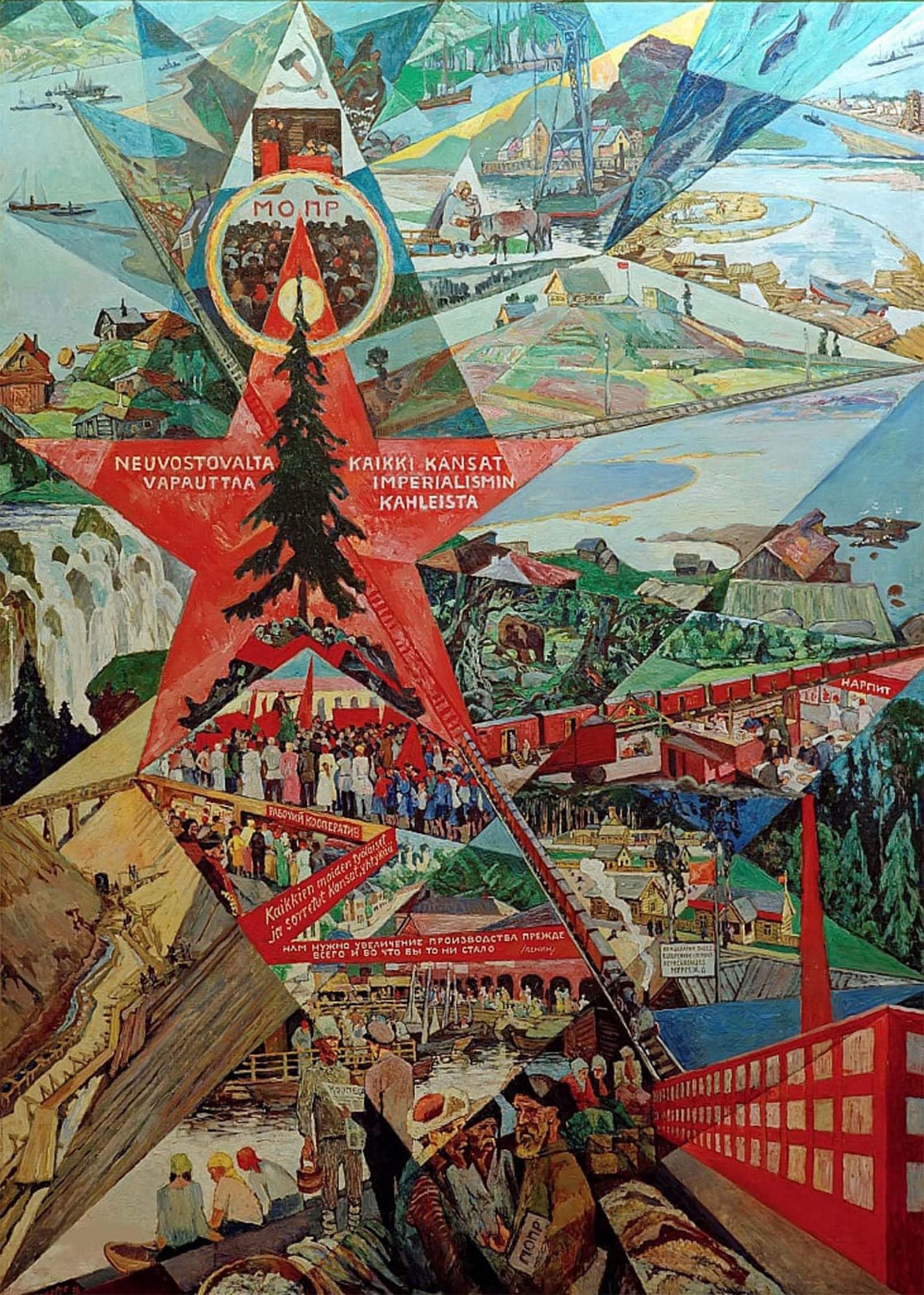 ARTXLXXBN Famous Art Print Poster Vintage Wall Art Karelia and Murmansk Agitation by Heinrich Vogeler Canvas Art Poster for Home Decor 60x90cm