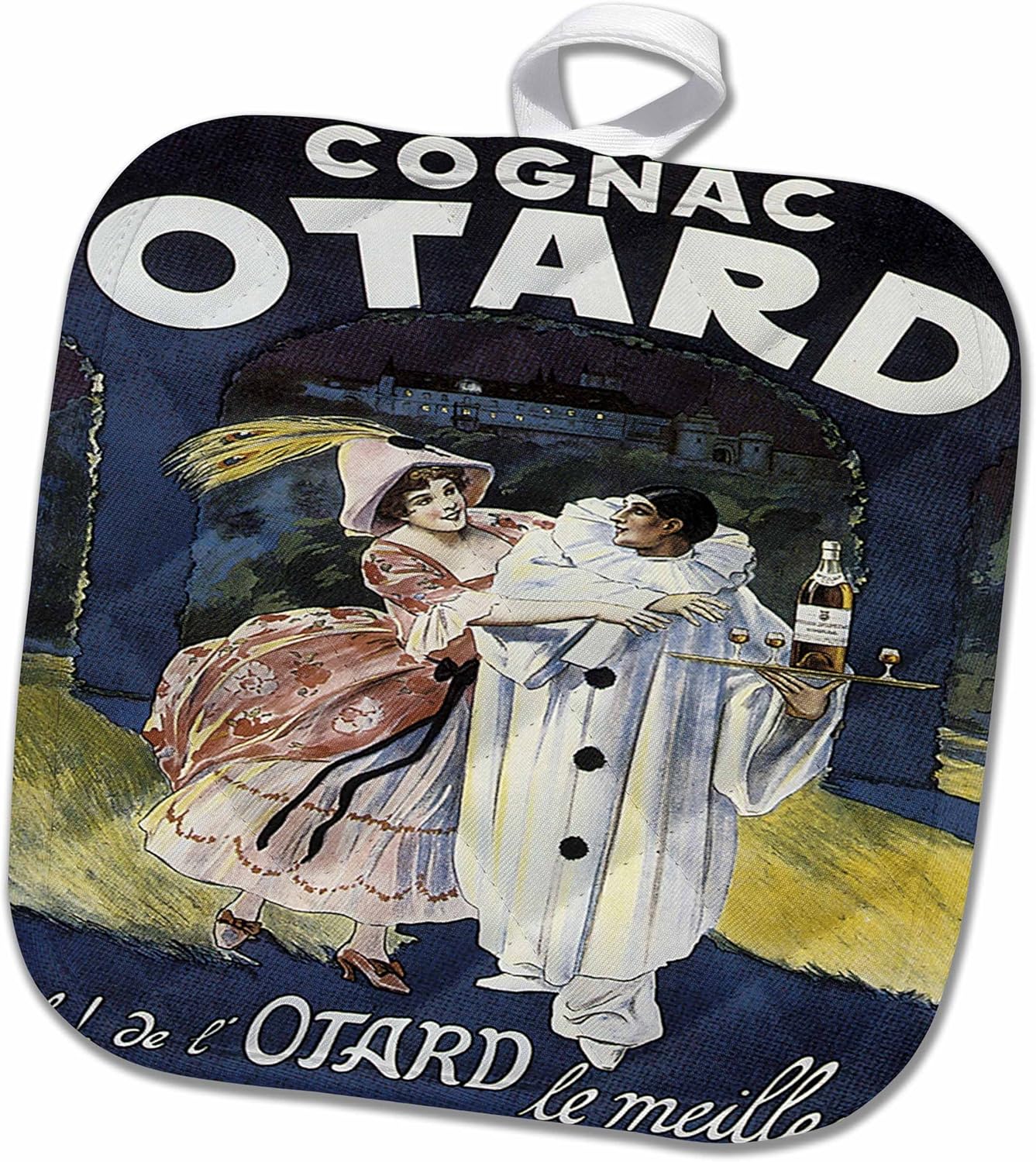3D Rose Vintage Dotard Cognac French Advertising Poster Pot Holder, 8 x 8