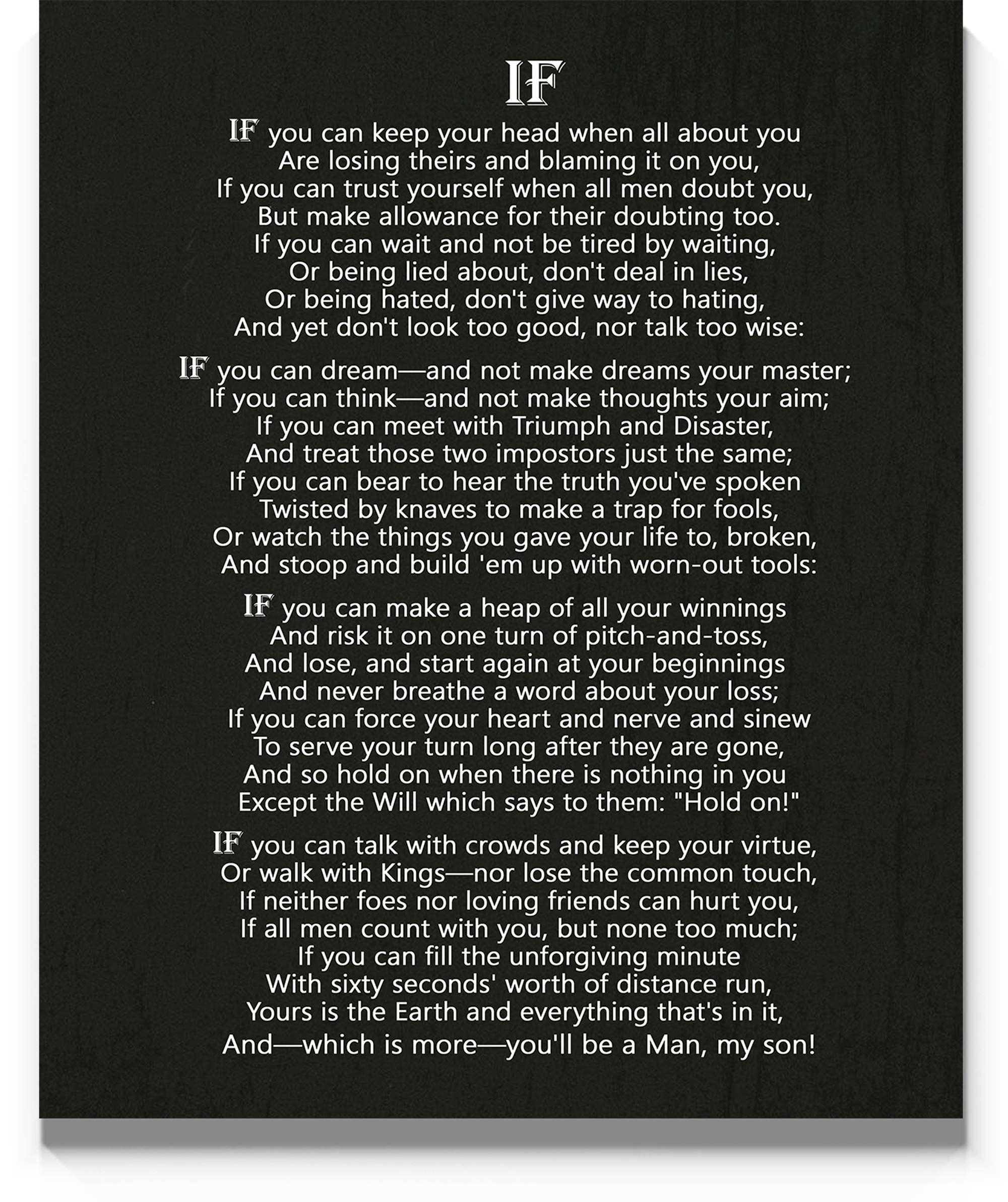 If Poem Wall Art, 11"x14" Un framed Print - Stunning Rudyard Kipling Inspirational Room Wall Décor for Bathroom, Kitchen, Bedroom, Office, Ideal Gift for Sons
