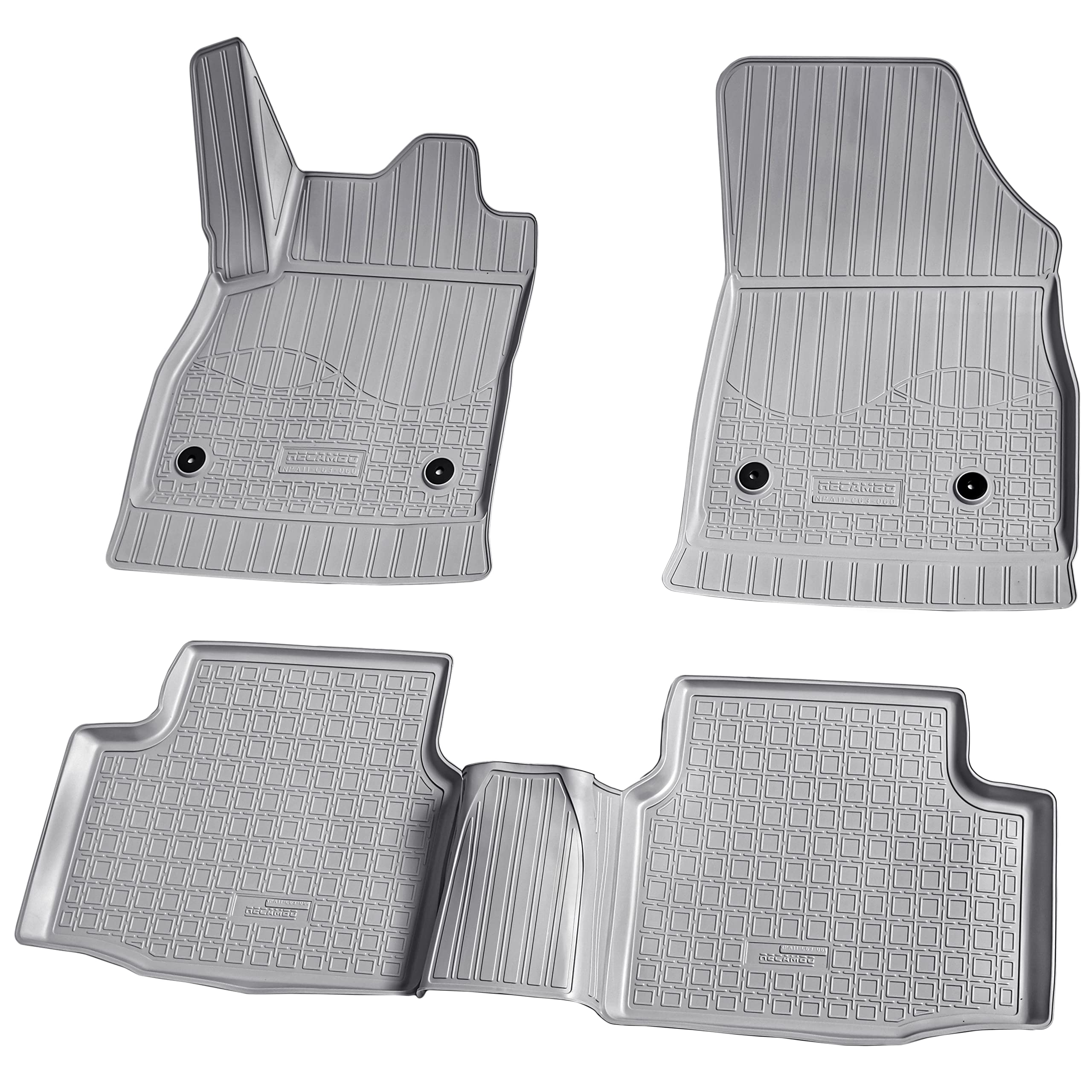 Recambo Tappetini in gomma 3D compatibili con Opel Astra K | anno di costruzione dal 2015 > | Tappetini in gomma | su misura | con bordo | grigio