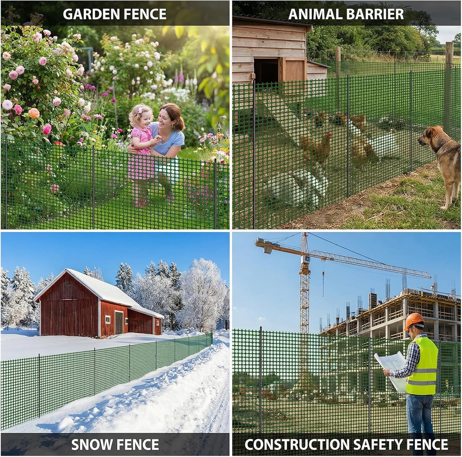 Plastic Chicken Wire Mesh Fence with Metal Stakes, 39.4in x 82ft Quick-Install Chicken Wire Fencing- Plant Protectors from Animals - Weather Resistant Garden Netting - Pet & Poultry Netting