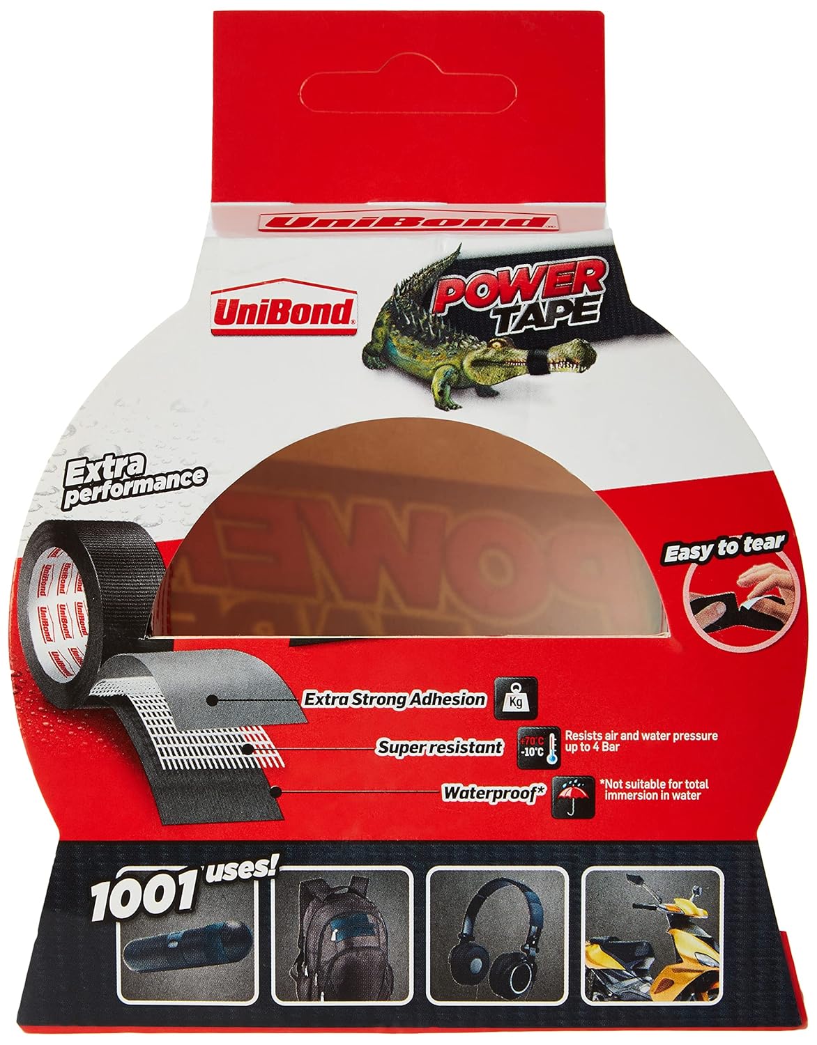 Unibond 1668019 Extra Strong Power Tape/Temperature Resistant and Waterproof/Adhesive Tape in Black / 25m