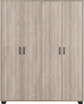 Seconique Oliver 4 Door Wardrobe in Light Oak Effect