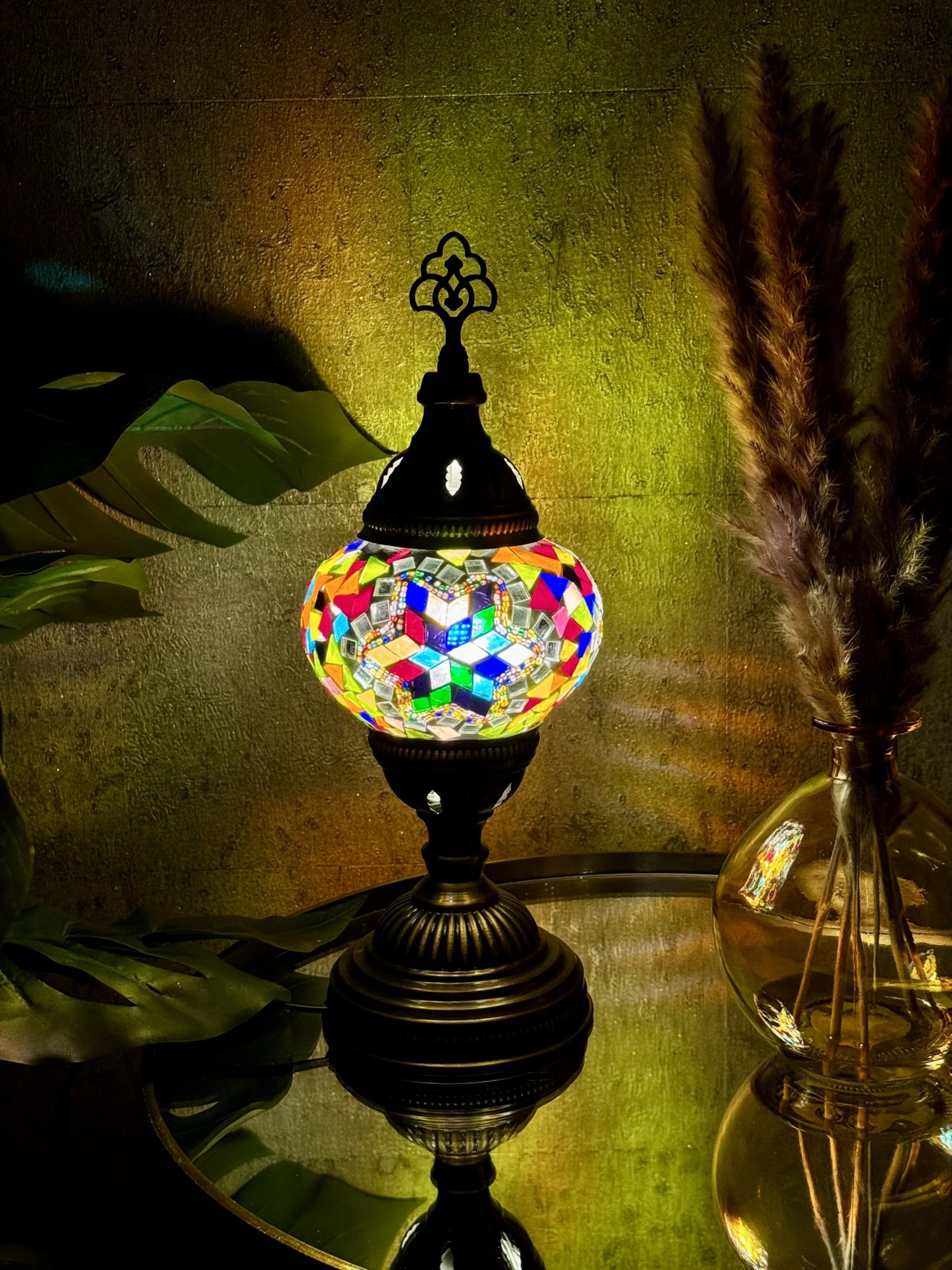 Lightza New Handmade Multi Color Turkish Moroccan Mosaic Table Lamp (Multi Coloured 06)