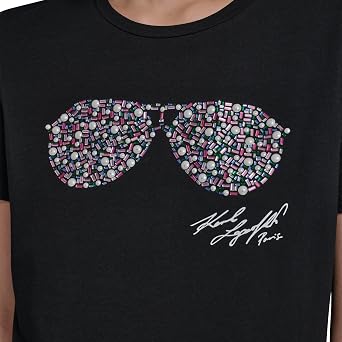 Karl Lagerfeld Women's Short Sleeve Crew Neck Logo T-Shirt
