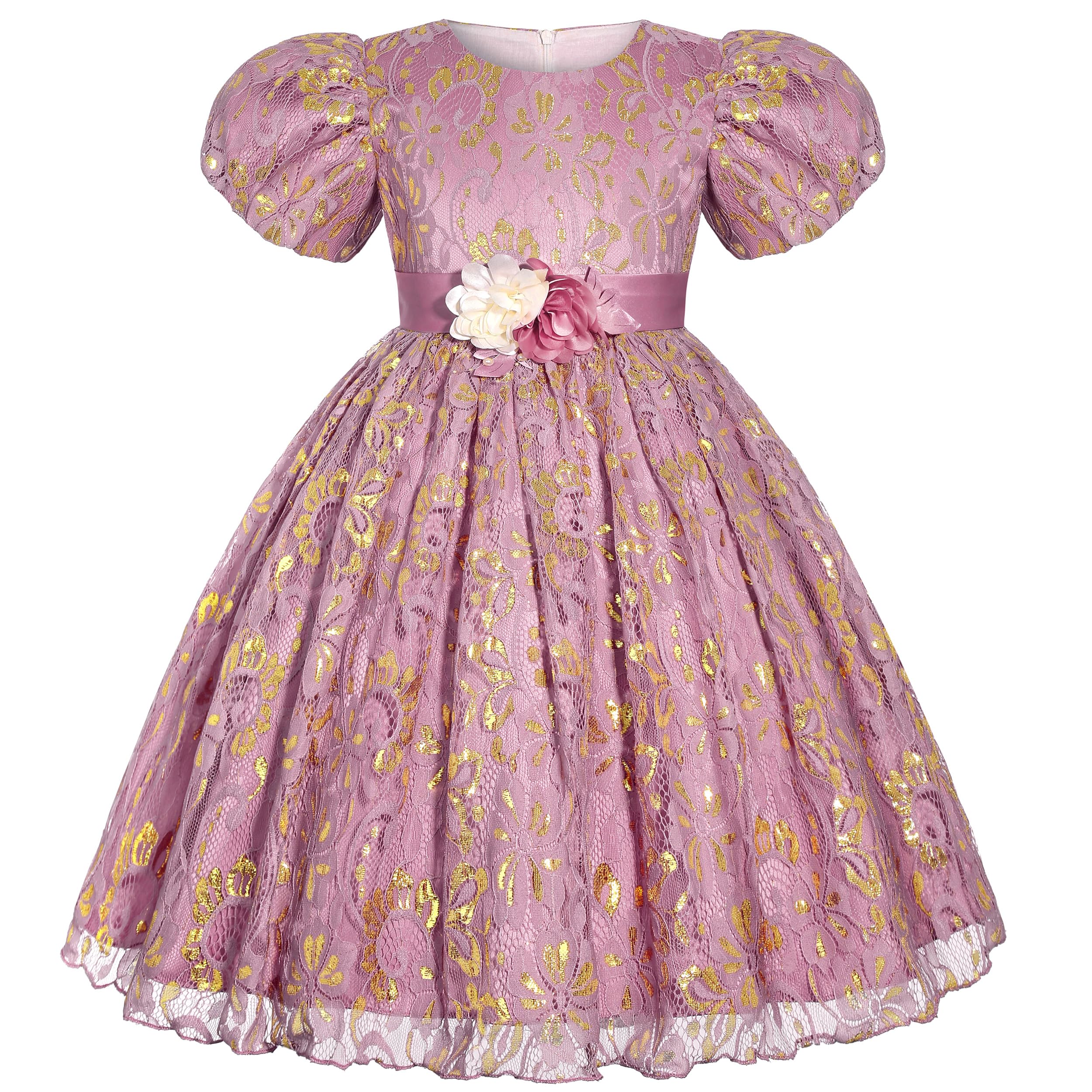 BUNNY LULU Girls Dress Sloping Bridesmaid Wedding Princess Children's Bow Birthday Ball Party Show Evening Lavender