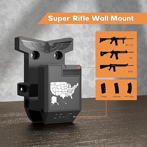Miniatura 4 de Soporte de pared para rifle 2235.56 + cargador, soporte de pared AR15 con material de PA fuerte y sólido que soporta 300 libras de tensión