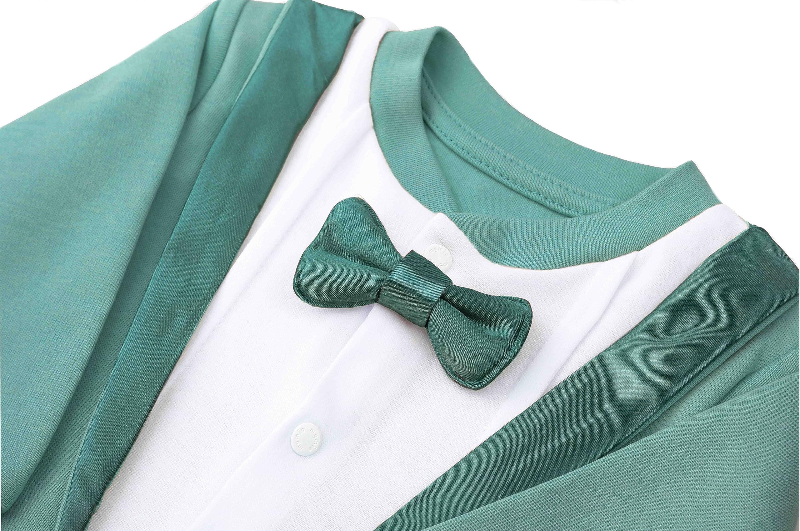 Lilax Baby Boy Gentleman Tuxedo Footie Christmas Holiday Outfit with Bow Tie