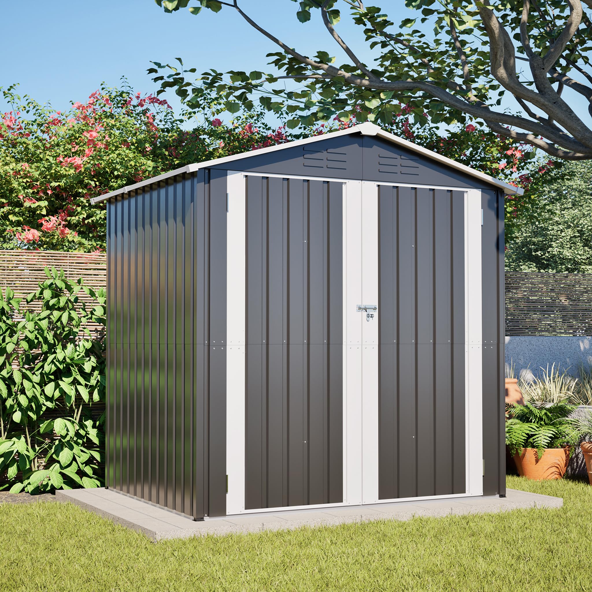 Cobertizo de metal 4,7 × 6,1 pies, 2,63 m², gris