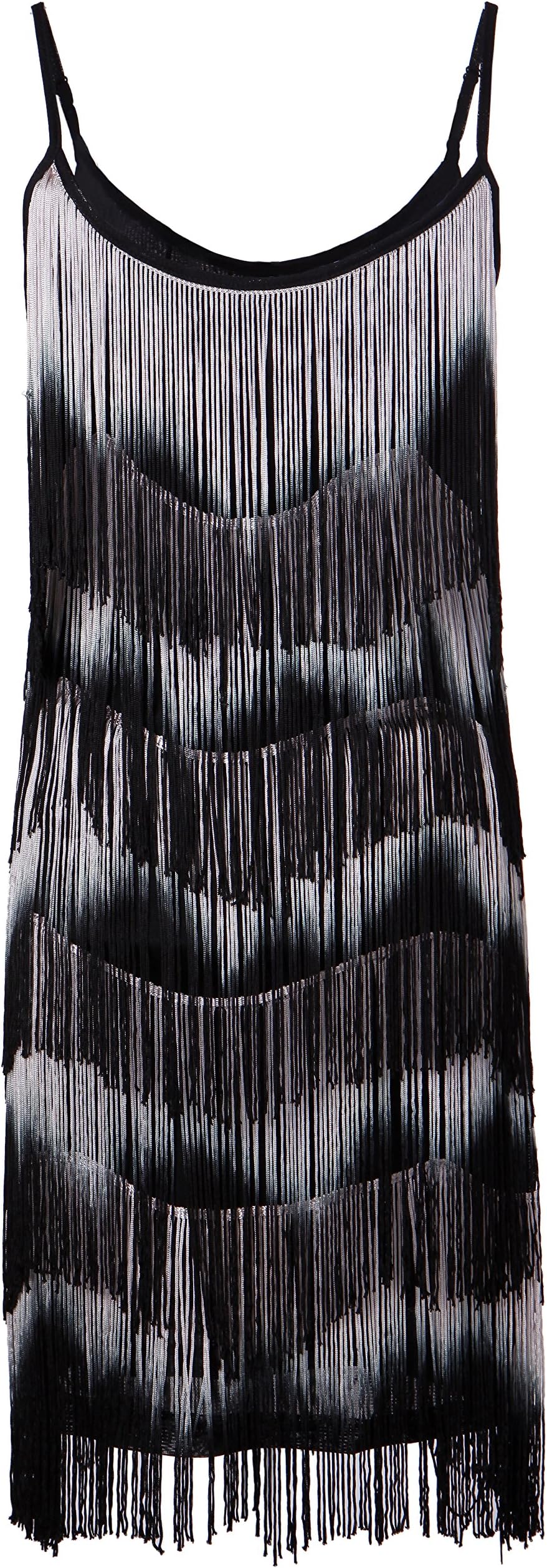 PrettyGuide Women 1920s Fringe Ombre Tassel Tiered Swing Dance Flapper Dress