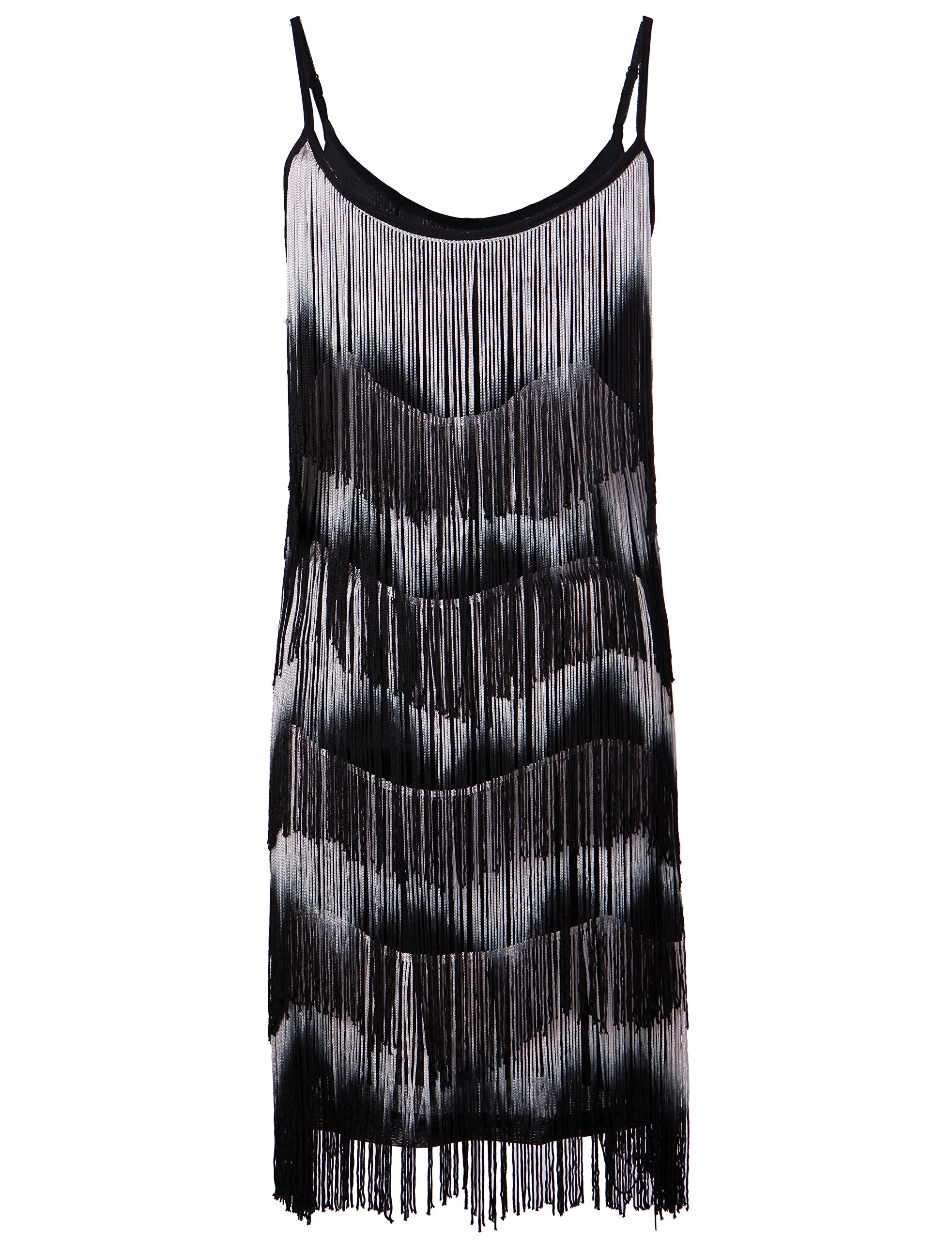 PrettyGuide Women 1920s Fringe Ombre Tassel Tiered Swing Dance Flapper Dress