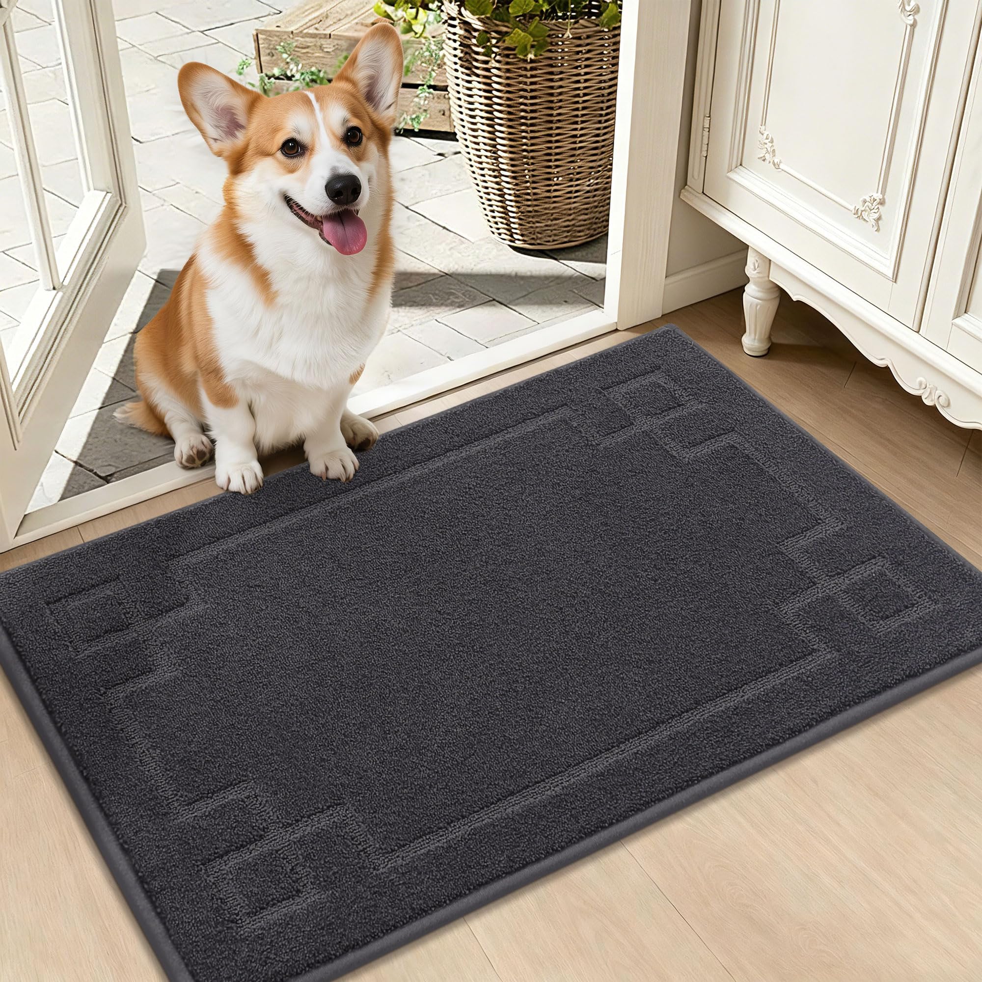 BEQHAUSE Door Mat 20x32 Dark Grey