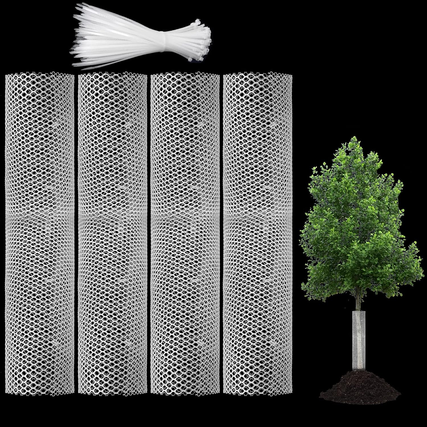 4 Pack Tree Trunk Protectors, Nursery Mesh Tree Bark Protector Flexible Tree Guards