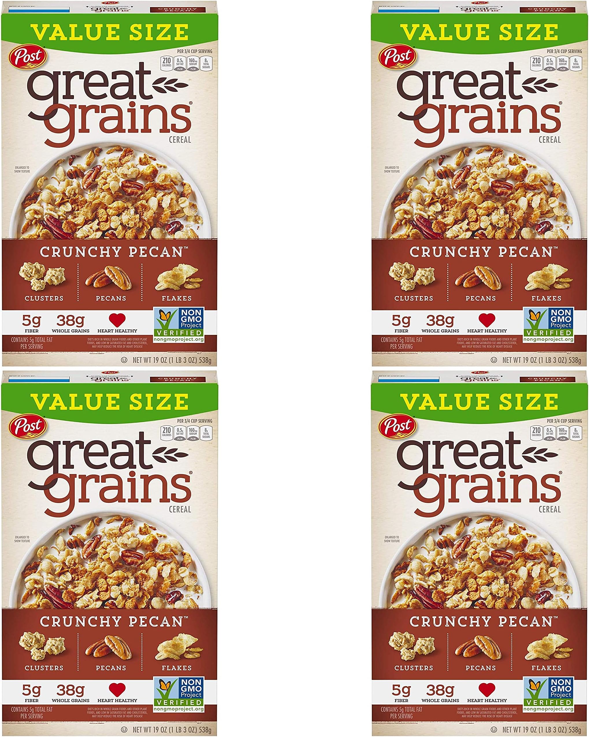 Post Selects Cereal, Great Grains Crunchy Pecan, 16 oz (Pack of 4) Pack of 4
