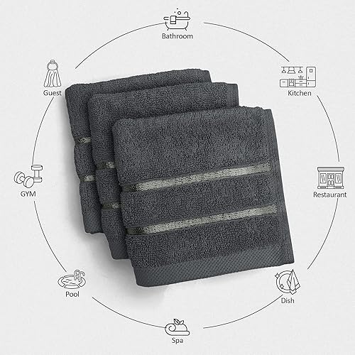 Miniatura 4 de Utopia Towels - Juego de 12 paños de lavado de viscosa de lujo (12 x 12 pulgadas), 100% algodón hilado en anillo, altamente absorbentes y suaves al