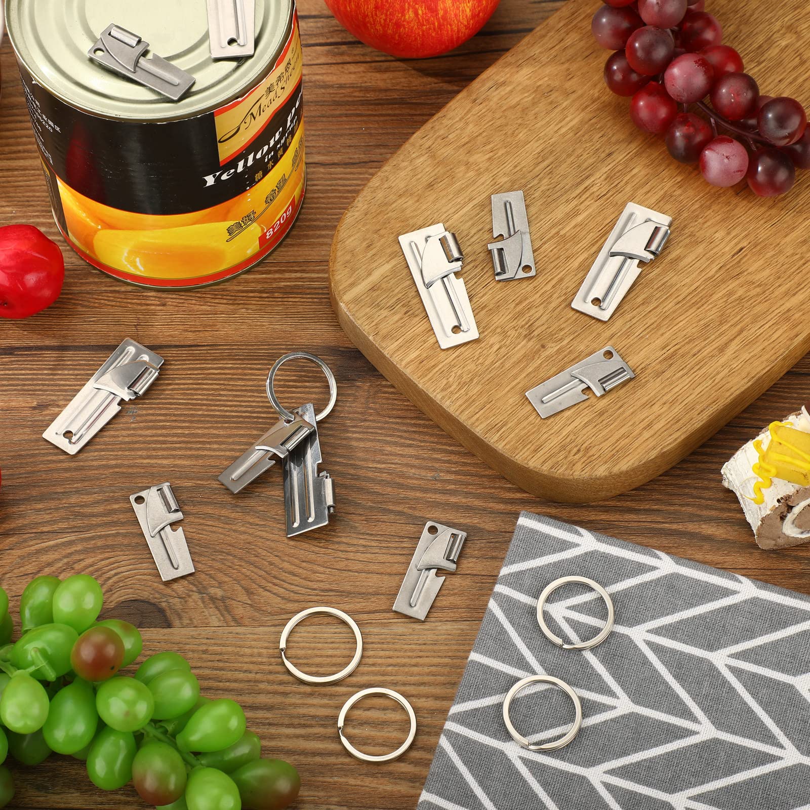 Abrelatas de estilo militar P-38 y P-51 con llaveros de acero inoxidable para acampar, abrelatas portátil para cocina, viajes, campamento, supervivencia (12 unidades) 4
