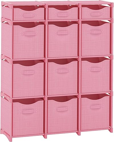 Armario organizador con 12 cubos de almacenamiento, cestas de fácil montaje, con cajones, para ropa, para habitación, habitación del bebé y