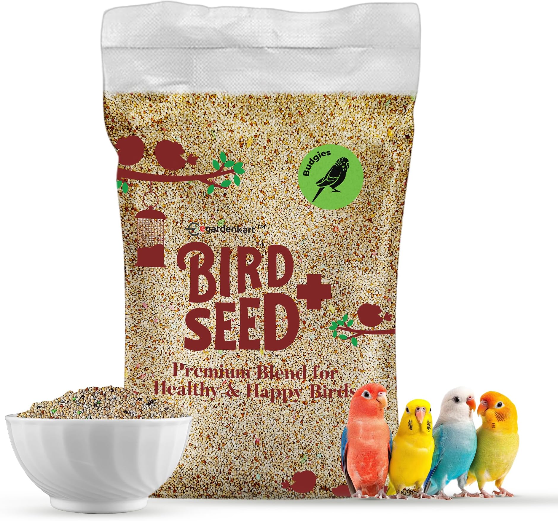 Egardenkart, Premium Bird Food for Budgies - 1 Kg | Bird Seed for Small Birds and Wild Birds | Wholesome Birds Food Blend for Health and Happiness (1kg)