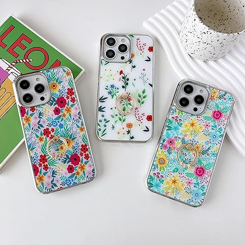 Miniatura 2 de Jmltech Funda híbrida para iPhone 14 Pro Max híbrida de poliuretano termoplástico con parte trasera dura, patrón floral, funda protectora para