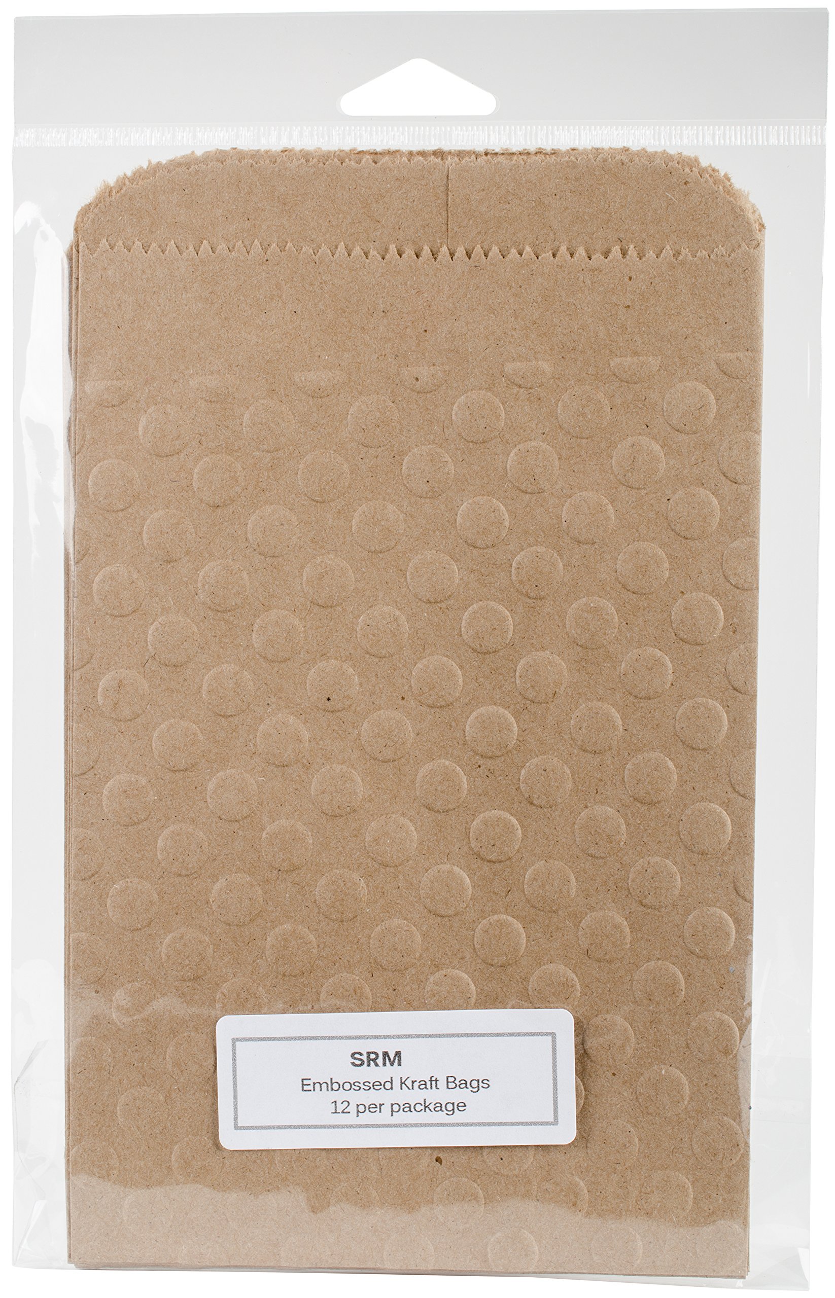 SRM Press 65034 Embossed Kraft Bags 5"X7.5" 12/Pkg-Dots