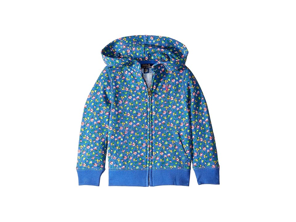 

Polo Ralph Lauren Kids Atlantic Terry Floral Full Zip Hoodie (Toddler) (Blue Multi) Girl's Clothing