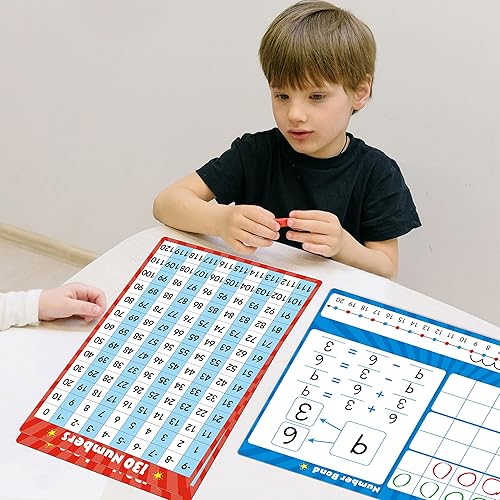 Miniatura 7 de Paquete de 8 tarjetas de pizarra blanca de línea numérica, pizarra de borrado en seco de doble cara, escritura y borrable, tabla blanca de 130