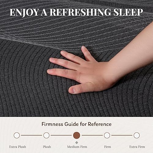 Miniatura 5 de CH Charme House Colchón Queen de 10 pulgadas, colchón de espuma viscoelástica de carbón de bambú, enfriamiento y alivio de presión, cama en una
