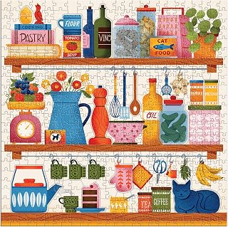 Kitchen Essentials 500 Piece Puzzle with Shaped Pieces from Galison - 20” x 20” Jigsaw Puzzle with 15 Uniquely Shaped Pieces, Beautiful Artwork, Thick & Sturdy Pieces, Challenging Family Activity