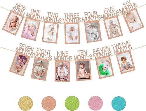 Cartel de fotos de primer cumpleaños, decoraciones para bebé de oro rosa primero de recién nacido a 12 meses niño niña salvaje disponible en Yaxa Colombia