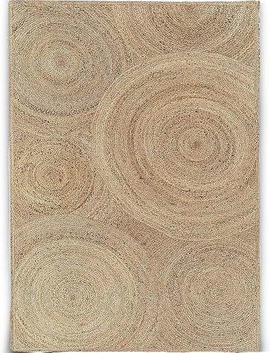Miniatura 3 de ARTS OF JAIPUR Collection - Alfombra rectangular de 4 x 6 pies, hecha a mano, de yute natural, alfombra trenzada a mano para sala de estar,