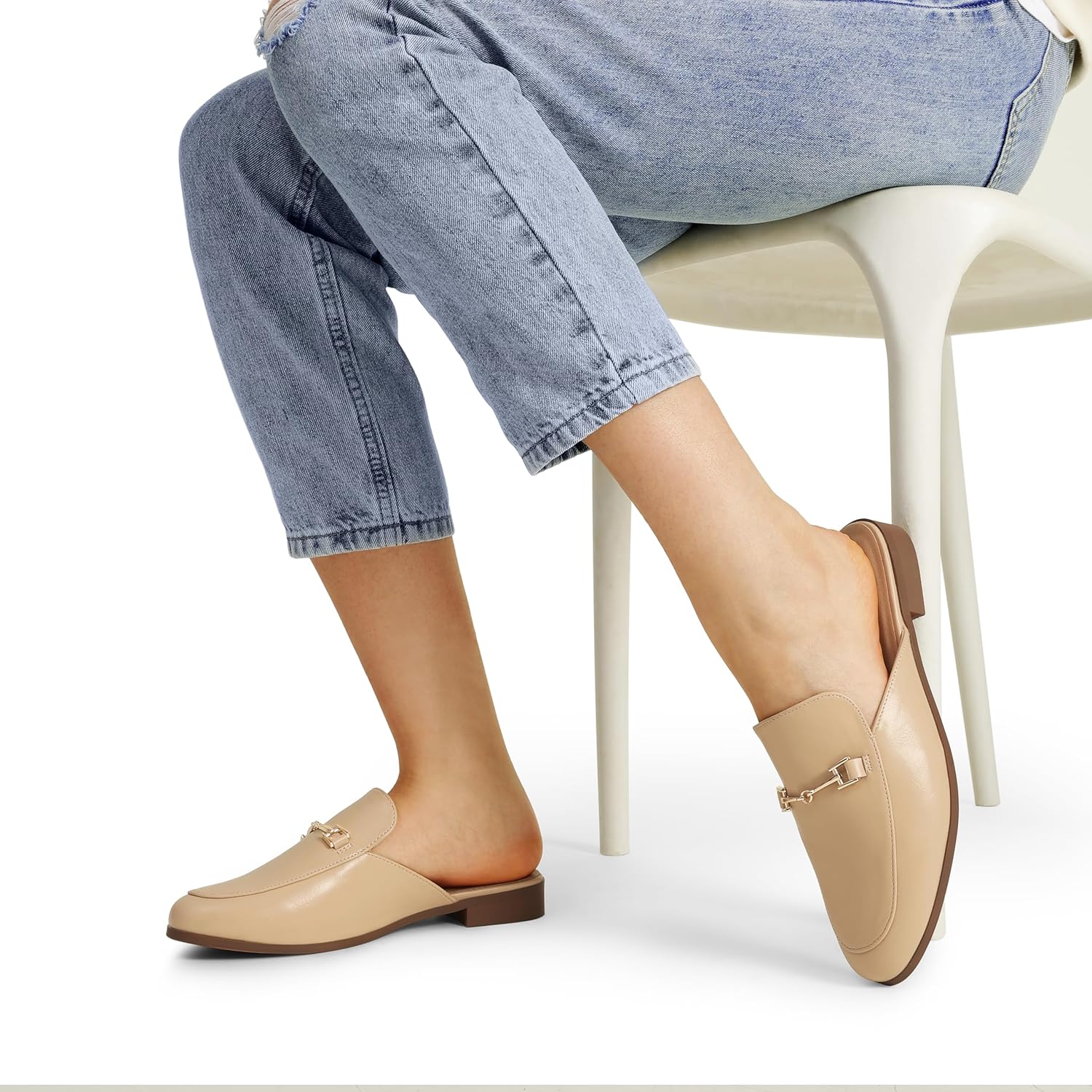 DREAM PAIRS Mules for Women Flats Comfortable Buckle Mules Slip on Slides Backless Loafers Shoes - Image 7