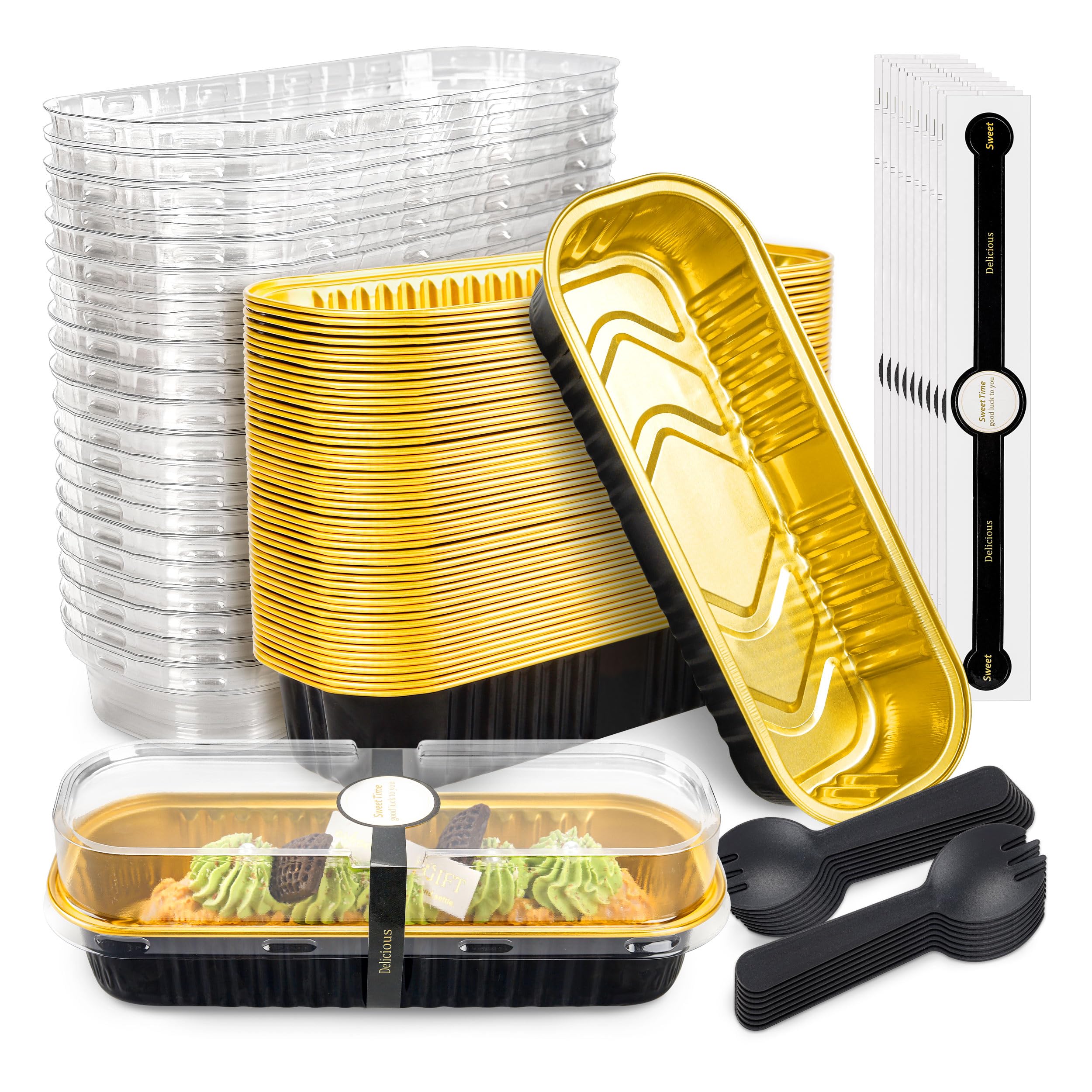 NPLUX Halloween Mini Baking Pans with Lids, 6.8oz 50 Pack for Bake Sales